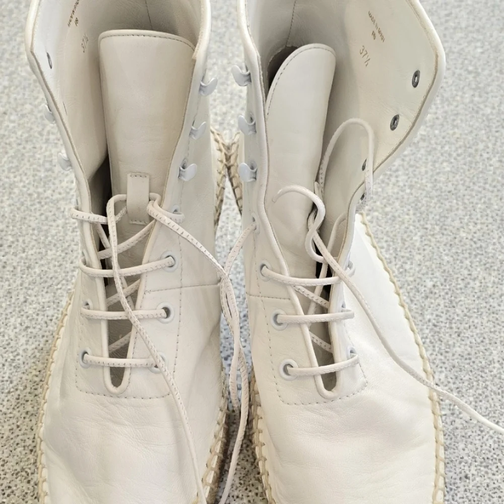 Frame Le Boston White Leather High Top Espadrilles Booties Size 7.5 Excellent